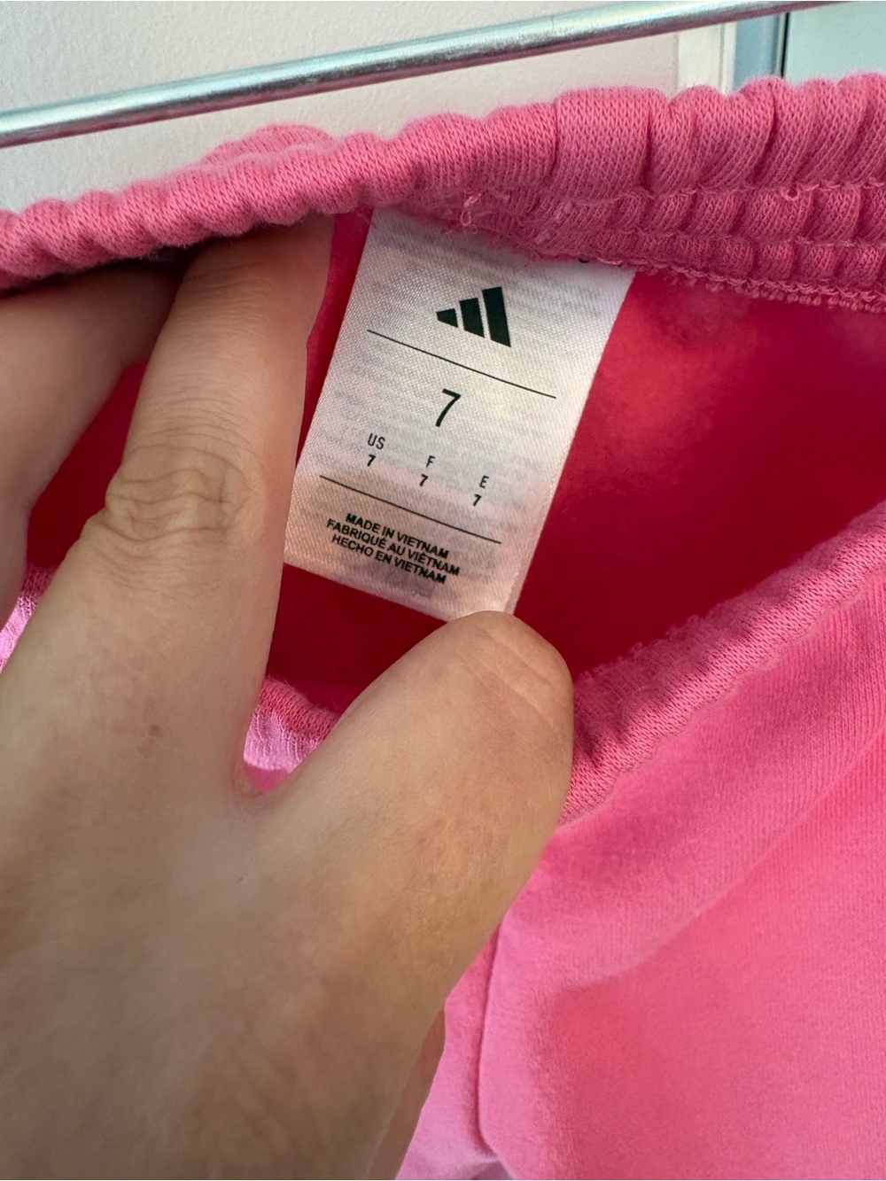 adidas Pink Joggers with Navy Triple Stripes - Picture 3 of 5